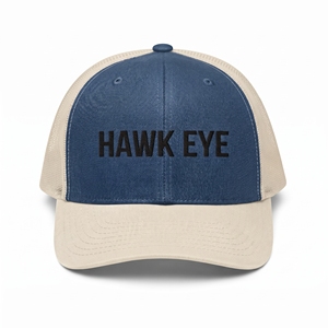 Gorra Trucker Hawk Eye Azul Beige de 6 Paneles con Malla Ajustable y Bordado Frontal Unisex Casual - Product Image 3