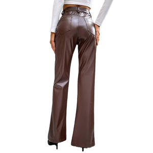 Pantalones de Invierno de Cuero Genuino Negro para Mujer, Cintura Media, Corte Regular, Jeans Rectos con Efecto Levanta Glúteos - Product Image 5