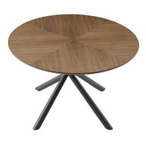 Tavolino da Caffè Rotondo in MDF Noce 53.14 con Funzioni per Tè e Relax, Montaggio Facile, Gambe Incrociate e Base in Metallo - Product Image 2