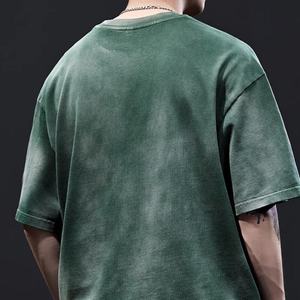 Custom Oversized Acid Wash T Shirt Men Vintage Washed Cotton Streetwear Tee Loose Fit Blank Printed T Shirt - Product Image 5