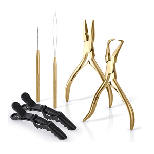 High Quality Professional Stainless Steel Hair Extension <b>Beading</b> Tool Kit Comfortable Handle Hand Tied Tools <b>Needle</b> Plier - Product Image 1