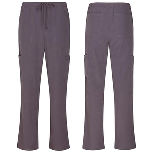 Unisex Gray Cotton Cargo <b>Scrub</b> <b>Tops</b> with Drawstring Waist Multiple Pockets Needle Detection Seamless Fusing for Hospital Use - Product Image 1