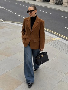 Brown Suede Blazer for <b>Women</b>, <b>Vintage</b> 90s Oversized <b>Jacket</b>, Suede <b>Leather</b> Coat, Western Fall <b>Jacket</b> - Product Image 2