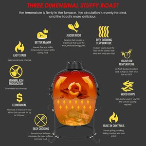 Griglia a Carbone in Ceramica Rotonda da 13 Pollici XH per Barbecue all'Aperto - Product Image 5