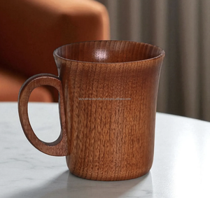 Tasses à bière et à vin en bois de jujube de style américain, couleur foncée naturelle, écologiques, avec couvercle en bambou pour la rentrée scolaire - Product Image 4