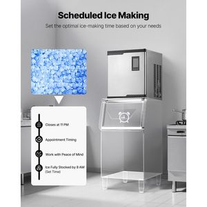 Macchina Professionale per Ghiaccio in Acciaio Inox, Produzione 300 Libbre/Giorno, Autopulente, Programma di Produzione Ghiaccio Regolabile - Product Image 6