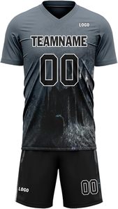 Ensemble de maillots de football pour hommes personnalisables, impression numérique, manches courtes, respirant, taille plus, séchage rapide, mélange de coton, sangle réglable - Product Image 4