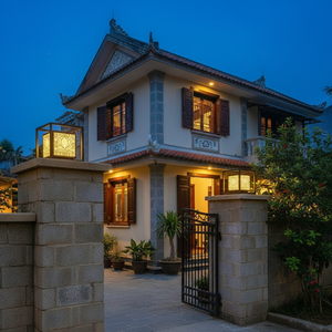 Lámpara de poste LED clásica ornamental para puerta, Vietnam CM Decor, para exteriores, jardín, villa, negra, E27, 12 pulgadas, IP65, metal, AC 220V - Product Image 6