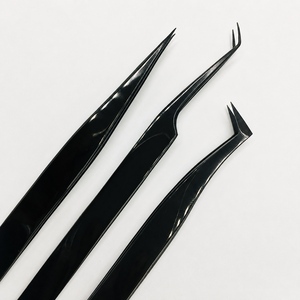 Juego de Pinzas de Acero Inoxidable Negro de Lujo para Extensión de Pestañas Clásicas, Volumen e Isolación - Product Image 4