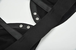 Wholesale Custom Logo Women Leather Bra Punk Style Buckle Strap Triangle Lingerie Bulk OEM Factory Direct Goth Women Leather - Product Image 4