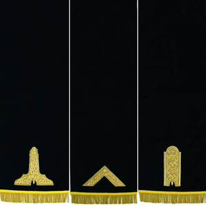Housse de piédestal maçonnique bleue brodée à la main, en velours noir avec franges dorées - Product Image 3