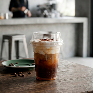 QUANG QUAN Disposable 16/22/24oz Clear PET <b>Plastic</b> <b>Cup</b> Single Wall 95mm Lid For Tea Coffee Cold/Hot <b>Drinks</b> Beverages - Product Image 1