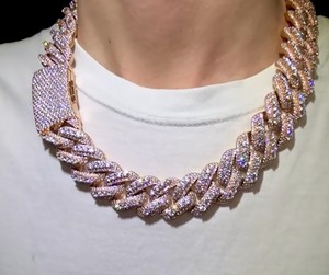 <b>Iced</b> <b>Out</b> Rose Gold <b>Chain</b> Emerald Cut Moissanite Cuban Link <b>Chain</b> Mens Hip Hop <b>Chain</b> - Product Image 2