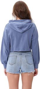 Crop top running ensemble ensemble Manches Longues % 100 coton MINCE À Manches Longues CropTop plussize à capuche femmes crop top Pas Cher prix - Product Image 2