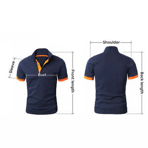 Polo Azul Marino para Hombre con Ribete Naranja, Manga Corta, Corte Ajustado, Mezcla de Algodón, Moda Casual de Verano - Product Image 6