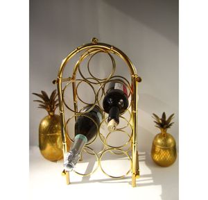 Luxury Modern Brass Wine Rack with Wooden Base Premium Quality <b>Portable</b> & Foldable Durable Holds 1-6 Bottles - Product Image 2