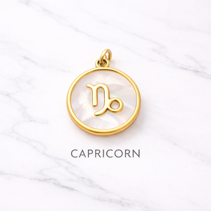 Collier Pendentif Signe Astrologique Cancer Plaqué Or 24 carats en Laiton et Nacre, Breloque Horoscope, Bijou Astrologique Minimaliste, Cadeau - Product Image 2