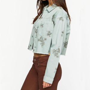 Factory Wholesale Autumn Waterproof Cotton Women's Denim <b>Jacket</b> with <b>Long</b> Sleeves and Horn Buttons Quilted Design for Daily Use - Product Image 3