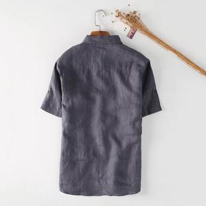 Camisa Casual Azul de Moda, Estilo Inglés, Cuello Alto, Camiseta Polo a Cuadros de Manga Larga para Hombre - Product Image 3