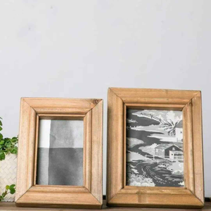 Vintage Scalloped Wooden Photo <b>Frame</b> Natural Wood Grain Wall Hanging <b>Picture</b> <b>Frame</b> for Home Office and <b>Gallery</b> Display - Product Image 5
