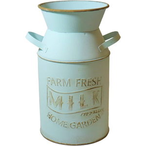 Bidon à lait galvanisé vintage décoratif, style ferme, en métal rustique français avec poignée, nouvel arrivage, porte-fleurs - Product Image 3
