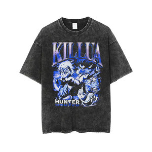 Camiseta Gráfica Lavada de Tela Gruesa, Estilo Urbano Oversize, Camiseta con Gráficos Lavados al Ácido, Camiseta Urbana de Corte Holgado - Product Image 1