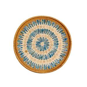 Hot Selling Creative Colorful <b>Shell</b> Fruit Round Plate <b>Ornaments</b> Jewelry Real Rattan Woven Storage Tray Fruit Basket Table Decor - Product Image 3