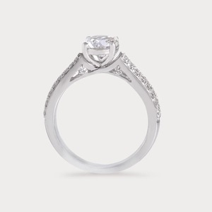 Anillo de Compromiso de Oro Blanco de 14K con Diamantes Cultivados en Laboratorio de 1.49 CTW, Corte Redondo, Doble Hilera, Pavé, para Mujer - Product Image 2