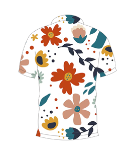 เสื้อโปโลผู้ชายสีขาวพิมพ์ลายดอกไม้หลากสีลำลองแขนสั้นแฟชั่นฤดูร้อน - Product Image 2