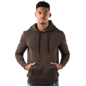 <b>Men's</b> <b>Pink</b> Hooded <b>Sweatshirt</b> Regular Fit Cotton French Terry Solid Color Casual Autumn Wear With Front Pocket - Product Image 3