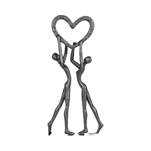 Meilleurs cadeaux pour couples, figurine de couple artistique moderne, écologique, statue en aluminium noir faite à la main, salon - Product Image 1