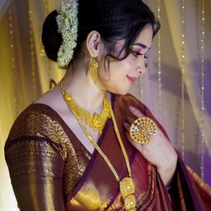 Indian Striped Woven Silk <b>Blend</b> Banarasi Bollywood Style Saree - Product Image 1