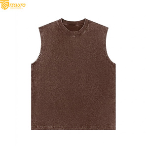 Custom Vintage Acid Wash Tank Top Men's Heavyweight Cotton Muscle Shirt Sleeveless Streetwear Plain Blank Tank Top Manufacturer - Product Image 2