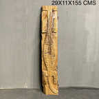 Panel de Pared de Madera Tribal Naga de la India, Tallado a Mano, Decoración Arquitectónica, Estilo Rústico Antiguo, para Interiores de Hotel, Combinable, 1 Contenedor - Product Image 2