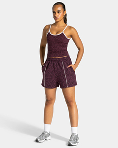 Shorts Bermuda para Mujer con Estampado de Leopardo Color Granate, Forro en Contraste, Cintura Elástica con Bolsillos, Suaves y Transpirables, Talla Grande Premium - Product Image 6