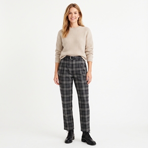 Pantalon droit en flanelle à carreaux pour femme, classique, chaud et décontracté, idéal pour l'hiver – Vente en gros OEM/ODM, couleurs personnalisées, faible MOQ - Product Image 1