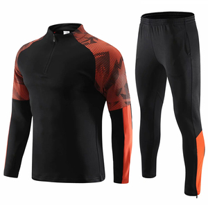 Vêtement de sport unisexe rouge et noir, respirant, à manches longues, col à capuche, séchage rapide, coupe ample, 100% coton, pour l'automne - Product Image 1