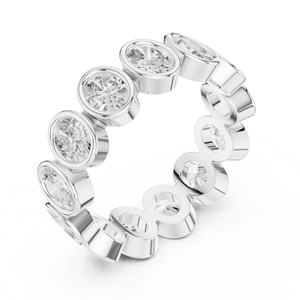 Bague Éternité en Moissanite, Taille Ronde Brillante, Sertie Clos, en Argent 925, Bijou Classique de Mariage pour Femme - Product Image 1