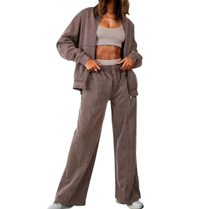 Nouvel ensemble de survêtement unisexe personnalisé de qualité supérieure, style streetwear, délavé à l'acide, à capuche, uni, léger, respirant, à manches longues - Product Image 1