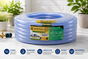Manguera de Jardín Retráctil de PVC Transparente de 19 a 50 mm, Flexible, de Alta Presión, Envuelta en Malla, para Riego Exterior - Product Image 1