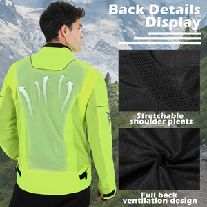 Wholesale Men's Breathable Mesh Motorcycle Jacket Full Sleeve Neon Green Summer Riding Wear for Adults - Product Image 3