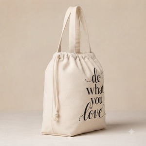 <b>Drawstring</b> Printed Jute <b>Canvas</b> Tote <b>Bag</b> Eco Friendly Large Capacity Custom Size Quote Lettering Shoulder Handbag Shopping - Product Image 2