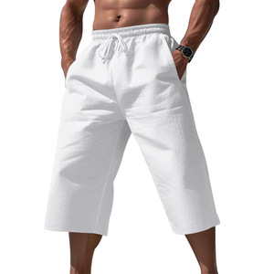 Pantalon en lin pour homme, pantalon de sport ample d'été, pantalon capri décontracté pour homme - Product Image 1