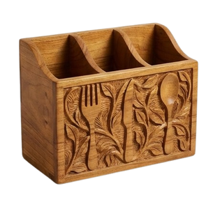Custom Color Wood <b>Caddy</b> Carved Teak Brown Color Natural Finished Handcrafted Kitchen <b>Wooden</b> <b>Caddy</b> Multi-Purpose - Product Image 2