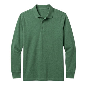 เสื้อโปโลแขนยาวคุณภาพสูง พิมพ์ลายตามสั่ง ปลายแขนแบบริบ มีกระดุมสามเม็ดสำหรับผู้ชาย - Product Image 1