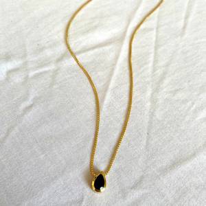 Onyx Teardrop Pendant Sterling Silver Pendant Gold Plated <b>Chain</b> Black Stone Jewelry Handmade Wholesale Supplier - Product Image 4