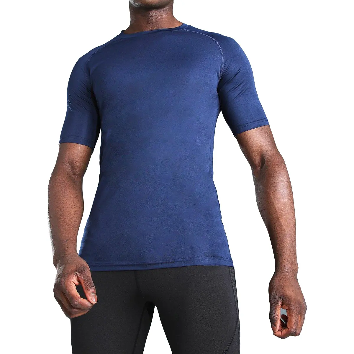 Men's Fitness Clothing Slim Body Fitted Stretched High quality custom Printed Round Neck short sleeves Gym T shirts