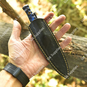 Cuchillo de Caza Forjado a Mano en Acero al Carbono 1095 con Mango de Madera Pakka y Funda de Cuero, Cuchillo de Camping de Grado Industrial con Hoja Afilada como una Navaja - Product Image 6