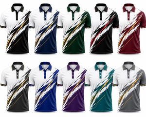 เสื้อเชิ้ตผู้ชายแขนสั้น พิมพ์ลายดิจิตอล สีกรมท่า ขาว ทอง ลำลอง ระบายอากาศได้ดี ผ้าถักโพลีเอสเตอร์ - Product Image 6