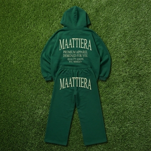 Conjunto de Sudadera con Capucha Extra Grande Personalizada para Mujer y Pantalones Deportivos de Pierna Ancha, Estilo Urbano Verde, OEM ODM Venta al Por Mayor - Product Image 6